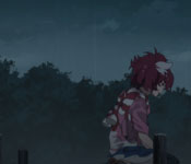 appare sitting on a dock in the rain